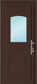 Portoncino d'ingresso 30005 con vetro L 90 x H 210 cm in PVC noce, apertura spingere a sinistra