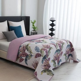 Copriletto trapuntato reversibile con fogliame tropicale Larghezza: 170 cm | Lunghezza: 210 cm