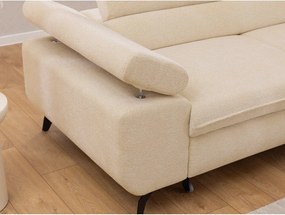 Divano angolare color crema (con penisola a destra/a L) con rivestimento in ciniglia Marbeya – Ropez