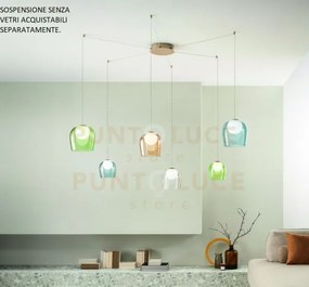 Sospensione santos ragno spostabile 6 luci oro led 3000k 2880lm 48w...