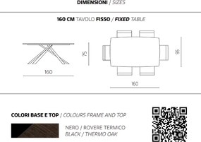 Tavolo fisso FLOYD 160 cm con piano in Rovere Termico
