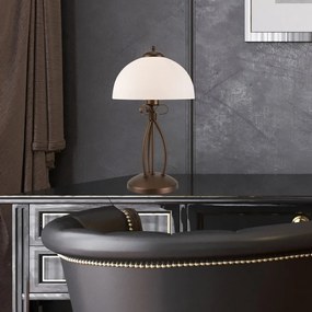 Lampada da tavolo marrone scuro con paralume in vetro, altezza 43 cm Adelle - LAMKUR
