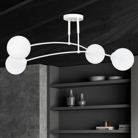 Lampadario a Sospensione in Acciaio e Vetro PREGOS 4 Nero/Bianco 4xE14