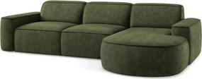 Divano angolare verde (con penisola a destra/con chaise lounge) con rivestimento in ciniglia Omao – Makamii