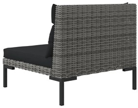 Set Divani da Giardino 3 pz Grigio Scuro Polyrattan Mezzo Tondo