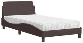 Letto con materasso marrone scuro 100x200 cm in tessuto