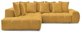 Divano angolare color senape allungabile e con contenitore (penisola a sinistra/a L) con rivestimento in ciniglia Everest – Bobochic Paris
