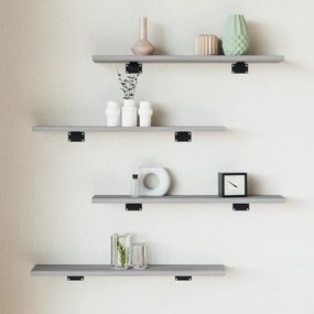 Mensole Parete 4pz Grigio Sonoma 60x10x1,5cm Legno Multistrato /