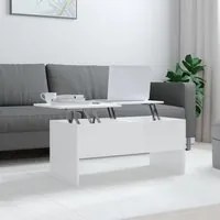 Tavolino Bianco Lucido 102x50,5x46,5 cm in Legno Multistrato