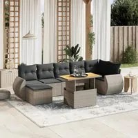 Set Divano da Giardino 8 pz con Cuscini Grigio in Polyrattan 3272306