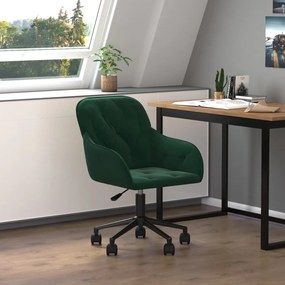 Sedia Da Ufficio Girevole Verde Scuro İn Velluto /