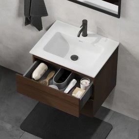 Mobile da bagno con lavabo CONOR 61 cm noce/bianco