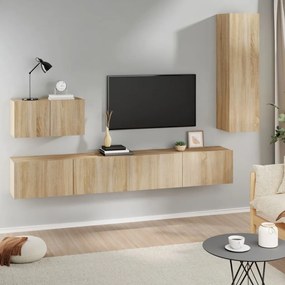 Set Di Mobili Porta Tv 4 Pz Rovere Sonoma İn Legno Multistrato /