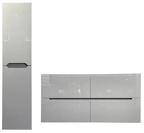 Mobile da bagno sospeso con doppio lavabo da incasso e colonna 120 cm Grigio - SELITA