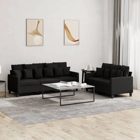 Set Di Divani 2 Pz Con Cuscini Nero İn Tessuto /