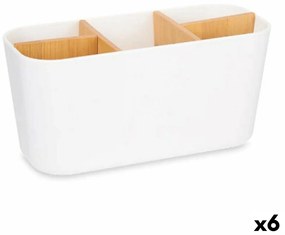 Portaspazzolini da Denti Bianco Bambù polipropilene 21 x 10 x 9 cm (6 Unità)