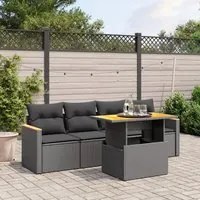 Set Divani da Giardino 5 pz con Cuscini in Polyrattan Nero 3272952