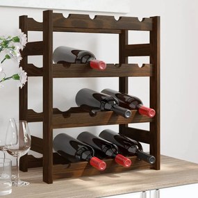 Portabottiglie per 16 bottiglie marrone legno massello di pino