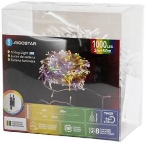 Aigostar - Catena luminosa natalizia LED per esterni 1000 LED/8 funzioni 53 m IP44 multicolore