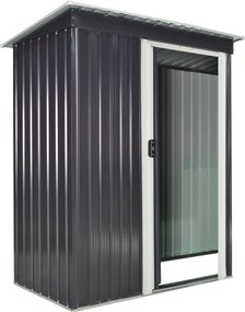 Casetta Box da Giardino in Lamiera per Deposito Attrezzi 163x89x182 cm  Nero...
