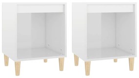 Comodini 2 pz in Bianco Lucido 40x35x50 cm