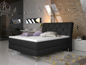 Letto matrimoniale boxspring Positano - 180 x 200 cm , Tessuto nero liscio