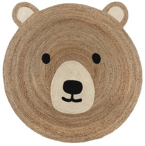 Tappeto per bambini in iuta colore naturale 100x100 cm Bertie Bear - Flair Rugs