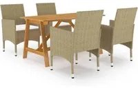 Set Mobili da Pranzo per Giardino 5 pz Beige 3068737