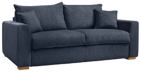 Divano in blu scuro allungabile con rivestimento in velluto a coste 225 cm Augustin – Bobochic Paris