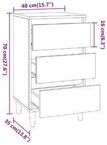 Comodino Grigio Sonoma 40x35x70 cm in Legno Multistrato