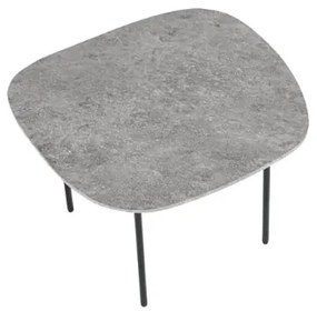 Tavolino con piano sagomato in legno Cemento e base in metallo - FLUX Small