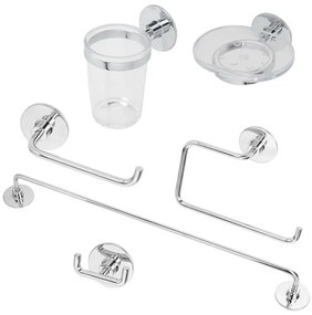 Set accessori a muro 6 pezzi in acciaio cromato e viti incluse Idea