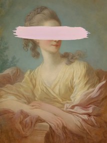 Salvadori tela stile pop dipinta a mano "Fragonard Femme I" mis 100 x 80