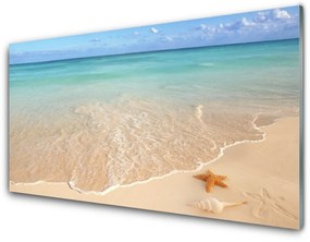 Quadro di vetro Paesaggio di spiaggia con stelle marine 100x50 cm