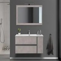 Mobile Bagno Effetto Pietra Beige da 90 cm Sospeso