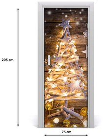 Adesivo per porta interna Albero di Natale luminoso 75x205 cm