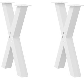 Gambe Tavolo Pranzo Forma X 2pz Bianco 50x(72-73)cm Acciaio /
