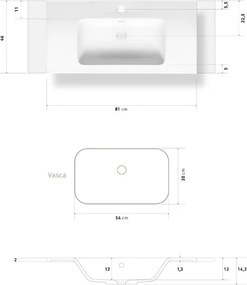 Lavabo ad incasso PLANET 80x46 cm Mineralmarmo bianco per mobile bagno