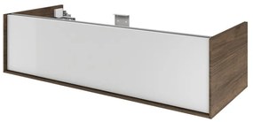 Mobile da bagno sotto lavabo SENSEA Neo Frame bianco e noce laccato lucido L 120 x H 32 x P 48 cm 1 cassetto, lavabo non incluso
