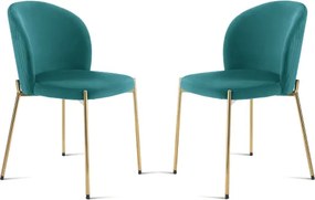 Sedia in velluto Topazio con struttura in metallo Oro MEGAN 2 sedie
