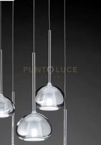 Beba lampadario a sospensione 3 luci lineare vetri grandi cromo att...