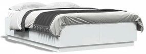 Giroletto con Luci LED Bianco 160x200 cm in Legno Multistrato