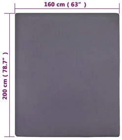 Lenzuola con Angoli Jersey 2 pz Antracite 160x200 cm Cotone