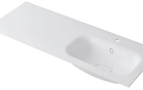 Lavabo a incasso rettangolare vasca a destra L 120.5 x H 15 x P 46 cm in resina bianco opaco