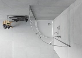 Mexen Rio cabina doccia semicircolare 90 x 90 cm, trasparente, cromo + piatto doccia Flat, bianco - 863-090-090-01-00-4110
