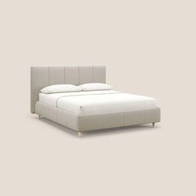 Laura letto imbottito contenitore e sfoderabile in microfibra velluto impermeabile T09 beige