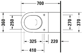 Wc Sospeso Vital Scarico orizzontale senza barriere 36x70 Bianco Starck 3 2203090 Duravit