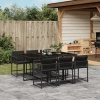 Set da Pranzo da Giardino 7 pz Nero con Cuscini in Polyrattan 3211447