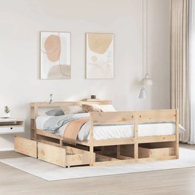 Letto Senza Materasso 140x200 Cm İn Legno Massello Di Pino /