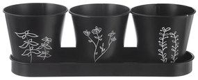 Set di vasi in metallo per erbe aromatiche 3 pz ø 11 cm Black - Orion